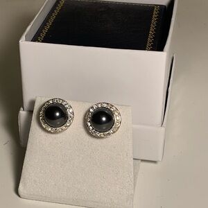 Moissanite and Black Pearl Earrings